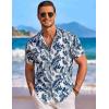 COOFANDY Men’s Hawaiian Shirt Short Sleeve Floral Button Down Shirts Tropical Holiday Beach Shirts(White – Palm Leaf)