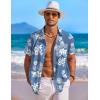 COOFANDY Men’s Hawaiian Shirt Short Sleeve Floral Button Down Shirts Tropical Holiday Beach Shirts(White Flower Blue)