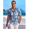 COOFANDY Men’s Hawaiian Shirt Short Sleeve Floral Button Down Shirts Tropical Holiday Beach Shirts(White Flower Blue)