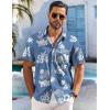 COOFANDY Men’s Hawaiian Shirt Short Sleeve Floral Button Down Shirts Tropical Holiday Beach Shirts(White Flower Blue)