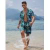 COOFANDY Mens Hawaiian Shirt and Shorts Set 2 Piece Vacation Outfits Floral Button Down Shirt(Blue&green)