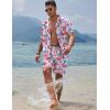 COOFANDY Mens Hawaiian Shirt and Shorts Set 2 Piece Vacation Outfits Floral Button Down Shirt(Flamingo)