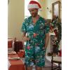 COOFANDY Mens Hawaiian Shirt and Shorts Set 2 Piece Vacation Outfits Floral Button Down Shirt(Green Santa)