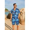 COOFANDY Mens Hawaiian Shirt and Shorts Set 2 Piece Vacation Outfits Floral Button Down Shirt(Island Blue)