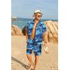 COOFANDY Mens Hawaiian Shirt and Shorts Set 2 Piece Vacation Outfits Floral Button Down Shirt(Island Blue)