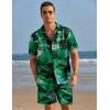 COOFANDY Mens Hawaiian Shirt and Shorts Set 2 Piece Vacation Outfits Floral Button Down Shirt(Multicolor-green)