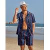 COOFANDY Mens Hawaiian Shirt and Shorts Set 2 Piece Vacation Outfits Floral Button Down Shirt(Navy)