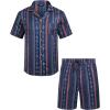 COOFANDY Mens Hawaiian Shirt and Shorts Set 2 Piece Vacation Outfits Floral Button Down Shirt(Navy)