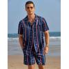 COOFANDY Mens Hawaiian Shirt and Shorts Set 2 Piece Vacation Outfits Floral Button Down Shirt(Navy)