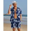 COOFANDY Mens Hawaiian Shirt and Shorts Set 2 Piece Vacation Outfits Floral Button Down Shirt(Palm Leaf)