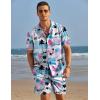 COOFANDY Mens Hawaiian Shirt and Shorts Set 2 Piece Vacation Outfits Floral Button Down Shirt(Palm Tree)