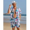 COOFANDY Mens Hawaiian Shirt and Shorts Set 2 Piece Vacation Outfits Floral Button Down Shirt(Palm Tree)
