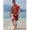 COOFANDY Mens Hawaiian Shirt and Shorts Set 2 Piece Vacation Outfits Floral Button Down Shirt(Red)