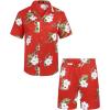 COOFANDY Mens Hawaiian Shirt and Shorts Set 2 Piece Vacation Outfits Floral Button Down Shirt(Red Flower)