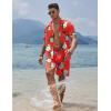COOFANDY Mens Hawaiian Shirt and Shorts Set 2 Piece Vacation Outfits Floral Button Down Shirt(Red Flower)
