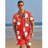 COOFANDY Mens Hawaiian Shirt and Shorts Set 2 Piece Vacation Outfits Floral Button Down Shirt(Red Flower)