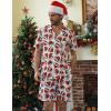 COOFANDY Mens Hawaiian Shirt and Shorts Set 2 Piece Vacation Outfits Floral Button Down Shirt(Santa Hat)