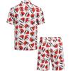COOFANDY Mens Hawaiian Shirt and Shorts Set 2 Piece Vacation Outfits Floral Button Down Shirt(Santa Hat)