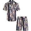 COOFANDY Mens Hawaiian Shirt and Shorts Set 2 Piece Vacation Outfits Floral Button Down Shirt(White)