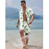 COOFANDY Mens Hawaiian Shirt and Shorts Set 2 Piece Vacation Outfits Floral Button Down Shirt(White&green)