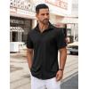 COOFANDY Mens Hawaiian Shirt for Men Short Sleeve Casual Dress Shirts Black