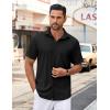COOFANDY Mens Hawaiian Shirt for Men Short Sleeve Casual Dress Shirts Black