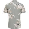 COOFANDY Mens Hawaiian Tropical Shirts Short Sleeve Button Down Summer Beach Shirt with Pocket(Gray Green / White Leaf)