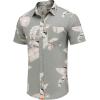 COOFANDY Mens Hawaiian Tropical Shirts Short Sleeve Button Down Summer Beach Shirt with Pocket(Gray Green / White Leaf)
