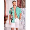 COOFANDY Mens Hawaiian Tropical Shirts Short Sleeve Button Down Summer Beach Shirt with Pocket(Light Green – Floral)