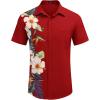 COOFANDY Mens Hawaiian Tropical Shirts Short Sleeve Button Down Summer Beach Shirt with Pocket(Red – Floral)