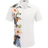 COOFANDY Mens Hawaiian Tropical Shirts Short Sleeve Button Down Summer Beach Shirt with Pocket(White – Floral)