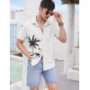 COOFANDY Mens Hawaiian Tropical Shirts Short Sleeve Button Down Summer Beach Shirt with Pocket(White – Palm Tree)