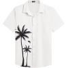 COOFANDY Mens Hawaiian Tropical Shirts Short Sleeve Button Down Summer Beach Shirt with Pocket(White – Palm Tree)