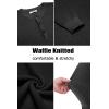 COOFANDY Men’s Henley Knit Sweater Long Sleeve Button Pullover Sweater Casual Waffle Texture Fashion Henley Sweater(Black)