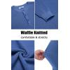 COOFANDY Men’s Henley Knit Sweater Long Sleeve Button Pullover Sweater Casual Waffle Texture Fashion Henley Sweater(Blue)