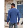 COOFANDY Men’s Henley Knit Sweater Long Sleeve Button Pullover Sweater Casual Waffle Texture Fashion Henley Sweater(Blue)
