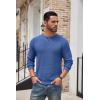 COOFANDY Men’s Henley Knit Sweater Long Sleeve Button Pullover Sweater Casual Waffle Texture Fashion Henley Sweater(Blue)