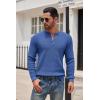 COOFANDY Men’s Henley Knit Sweater Long Sleeve Button Pullover Sweater Casual Waffle Texture Fashion Henley Sweater(Blue)