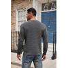 COOFANDY Men’s Henley Knit Sweater Long Sleeve Button Pullover Sweater Casual Waffle Texture Fashion Henley Sweater(Dark Grey)