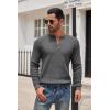 COOFANDY Men’s Henley Knit Sweater Long Sleeve Button Pullover Sweater Casual Waffle Texture Fashion Henley Sweater(Dark Grey)