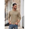 COOFANDY Men’s Henley Knit Sweater Long Sleeve Button Pullover Sweater Casual Waffle Texture Fashion Henley Sweater(Khaki)