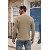 COOFANDY Men’s Henley Knit Sweater Long Sleeve Button Pullover Sweater Casual Waffle Texture Fashion Henley Sweater(Khaki)