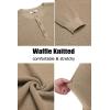COOFANDY Men’s Henley Knit Sweater Long Sleeve Button Pullover Sweater Casual Waffle Texture Fashion Henley Sweater(Khaki)