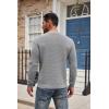 COOFANDY Men’s Henley Knit Sweater Long Sleeve Button Pullover Sweater Casual Waffle Texture Fashion Henley Sweater(Light Grey)