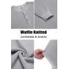 COOFANDY Men’s Henley Knit Sweater Long Sleeve Button Pullover Sweater Casual Waffle Texture Fashion Henley Sweater(Light Grey)