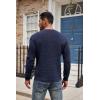 COOFANDY Men’s Henley Knit Sweater Long Sleeve Button Pullover Sweater Casual Waffle Texture Fashion Henley Sweater(Navy Blue)