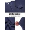 COOFANDY Men’s Henley Knit Sweater Long Sleeve Button Pullover Sweater Casual Waffle Texture Fashion Henley Sweater(Navy Blue)
