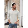 COOFANDY Men’s Henley Knit Sweater Long Sleeve Button Pullover Sweater Casual Waffle Texture Fashion Henley Sweater(White)