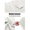 COOFANDY Men’s Henley Knit Sweater Long Sleeve Button Pullover Sweater Casual Waffle Texture Fashion Henley Sweater(White)