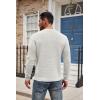COOFANDY Men’s Henley Knit Sweater Long Sleeve Button Pullover Sweater Casual Waffle Texture Fashion Henley Sweater(White)
